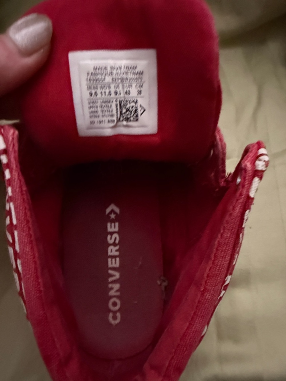 Converse Red and White High-Top Sneakers with Logo Print - Picture 4 of 4